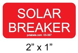 PV Labels Solar Breaker Label 2x1