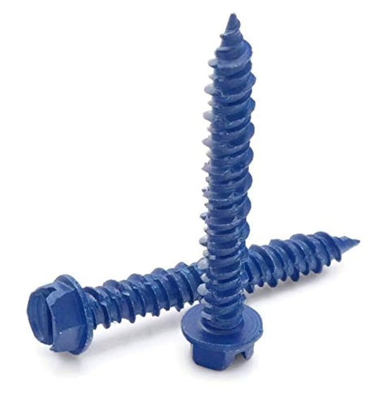 Concrete Anchor Screw - Masonry, Hex Washer Head, Slotted, 1/4 x 1-3/4 Inch (Pack of 100)